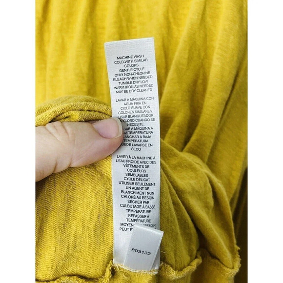 Chicos Womens Shirt Sz 3 Bell Sleeve Yellow Linen Rayon Blend Pleated Neckline - Picture 7 of 10